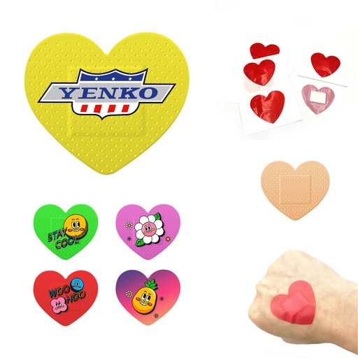 [BA8010] Band-Aid - Full Color Printed Heart Shape 1.37" x 1.49". BA8010