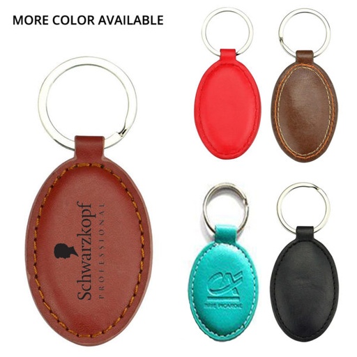 [KC8658] Stitched Leatherette Oval Key Tag. KC8658