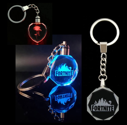 [KC7585] Light Up Logo Crystal Keychain - Heart / Octagon / Square Shaped. KC7585