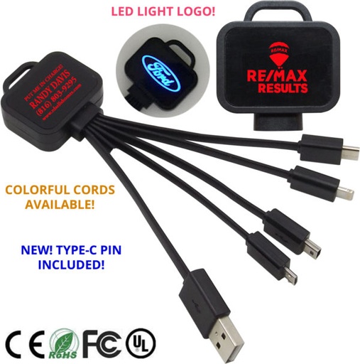[AC7215] USB Universal Charging Cable LED Neon Light Logo - W/ Type C. AC7215