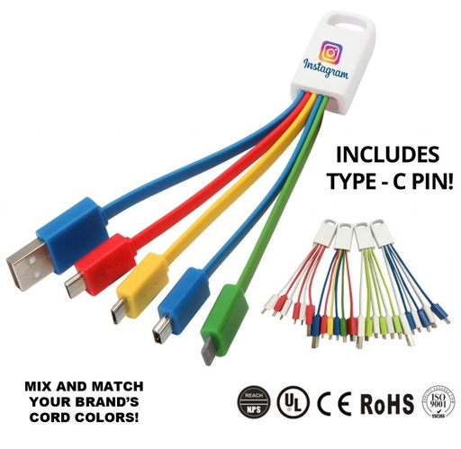 [AC7000] Deluxe 5-In-1 USB Charging Cable Mobile Charger - Incl Type - C. AC7000