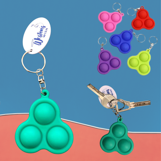 [ST6025] Pop-It Fidget Keychain w/ Imprinted Tag. ST6025