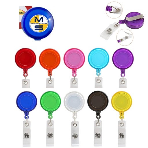 [BH6255] Retractable ID Badge Reel Holder - Epoxy Full-Color. BH6255