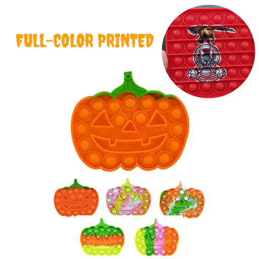 [ST6077] Halloween Jack-o'-lantern Pumpkin - Pop It Fidget Toy Full color. ST6077