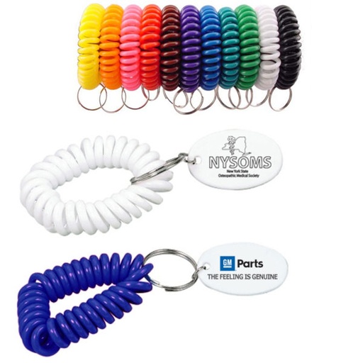 [UB3730] Bracelet Coil Keychain W/ Imprinted Tag. UB3730